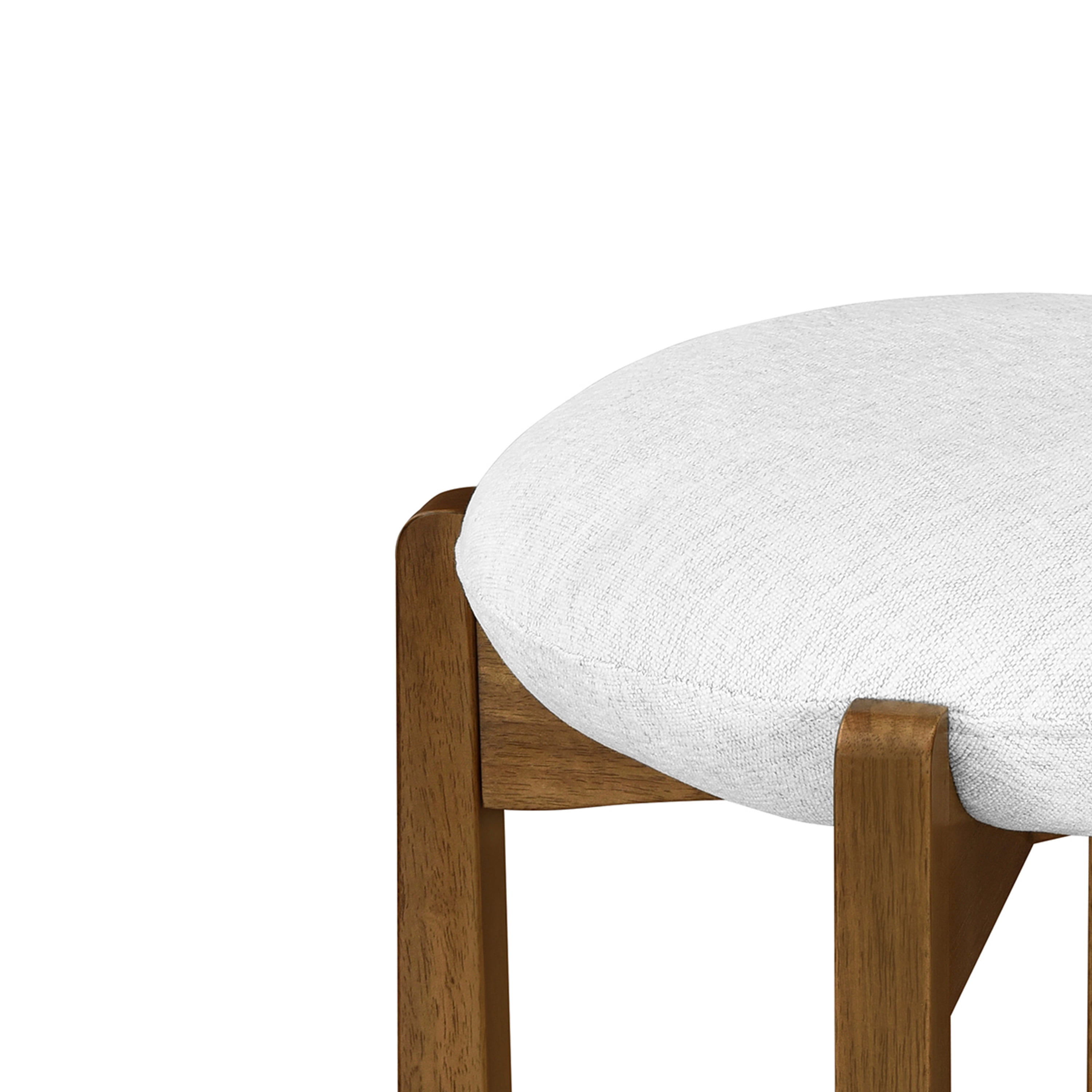 Ensemble de 4 tabourets de bar ronds Tara de Noble House, coussin rembourré ivoire, noyer et ivoire