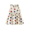 thumbnail image 1 of Yanlir Robe Sans Manches à Col Rond pour Filles Robe d'Été de Plage 6 Mois - 7 Ans Robe Mignonne à Imprimé Graphique pour Tout-Petits pour des Tenues Confortables et Adorables (Blanc, 6-12 Mois), 1 of 3