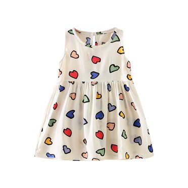 hoksml Robes d'Été, Robes pour Filles, Robe d'Été Sans Manches pour Tout-Petits Bébés Filles à Imprimé Graphique Vêtements pour Enfants Liquidation