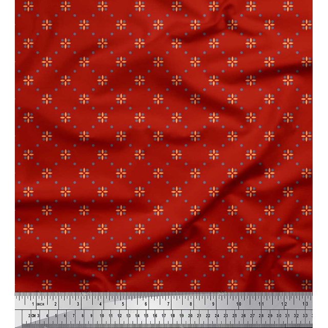 Soimoi Velvet Fabric Dot & Floral Small Decor Fabric Printed Yard 58 Inch Wide