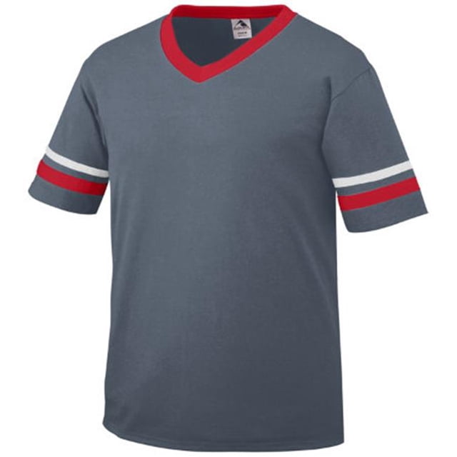 360A Adult Sleeve Stripe Jersey, Graphite, Red, White - Large
