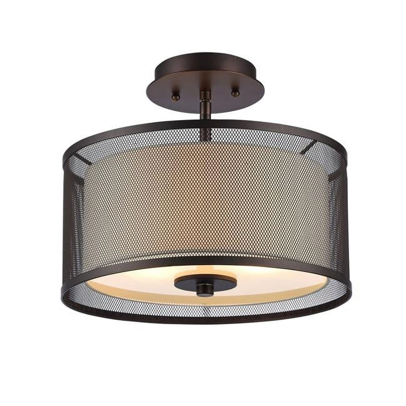 Chloe CH24033RB13-SF2 13 in. Lighting Audrey Transitional 2 Light Rubbed Bronze Semi-Flush Ceiling Fixture - Oil Rubbed Bronze