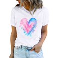 thumbnail image 1 of Diufon Hauts de la Saint-Valentin pour Femmes Décontractés Tendance T-Shirt à Manches Courtes Col Ras du Cou Mignon à Imprimé Graphique Chandail Blouse, 1 of 5