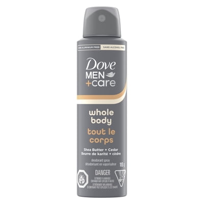 Dove Men+Care Whole Body Deodorant Spray Shea Butter + Cedar, 113 g