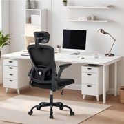 QinaQin Mesh Ergonomic Office Chair with High Back, Adjustable Headrest and Lumbar Support, Flip-Up Arms and Swivel Wheels