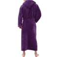 thumbnail image 2 of Innerwin Dressing Gown Solid Color Men Wrap Robe Home Hooded Thicken Plush Bath Robes Purple 4XL, 2 of 7