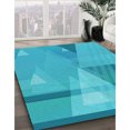 thumbnail image 3 of Ahgly Company Tapis Rond Lavable en Machine Intérieur Transitionnel Turquoise Foncé Vert, 4 Pieds Rond, 3 of 7
