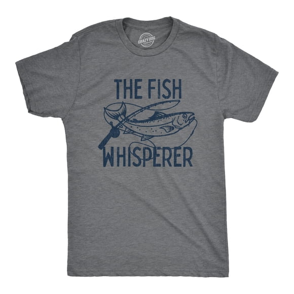 Mens The Fish Whisperer T Shirt Funny Fishing Lake Time Graphic Novelty Tee (Dark Heather Grey) - XL