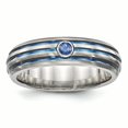 thumbnail image 1 of Edward Mirell Bague en Titane Bleu Anodisé & Saphir Taille 5.5, 1 of 3