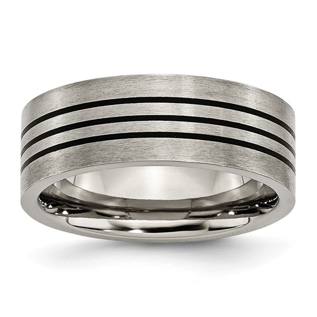 Titanium Black 8mm Wedding Band Ring Man For Dad Mens For Him
