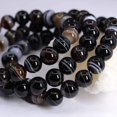 thumbnail image 2 of Black Banded Agate Gemstone 8mm Round Beads Stretch Bracelet 7" Unisex, 2 of 2