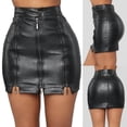 thumbnail image 1 of Pisexur Jupe Mode Femmes Taille Haute Décontractée Dames Bouton Mini Ajustée Jupes en Cuir Femmes Jupes, 1 of 8