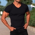 thumbnail image 1 of Haut Décontracté pour Homme à Manches Courtes, Mode, Couleur Unie, Ajusté, Col en V, Manches Courtes, 1 of 6