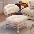 thumbnail image 1 of Tabouret à Dossier Pivotant avec Roues, Siège Rond Compact pour la Maison/le Bureau, Soutien Ergonomique, Blanc, 1 of 9