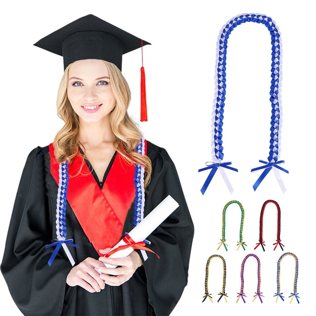 Vaidha Graduation Ribbon Leis Braid Color Congrats Graduates Leis Necklace For Graduation Party