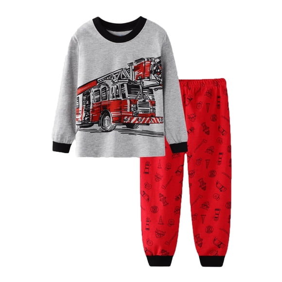WEAIXIMIUNG Ensemble 2 Pcs pour Tout-Petits Garçons, Hauts à Manches Longues avec Imprimés de Dinosaures Dessin Animé et Pantalons, 5-6 Ans