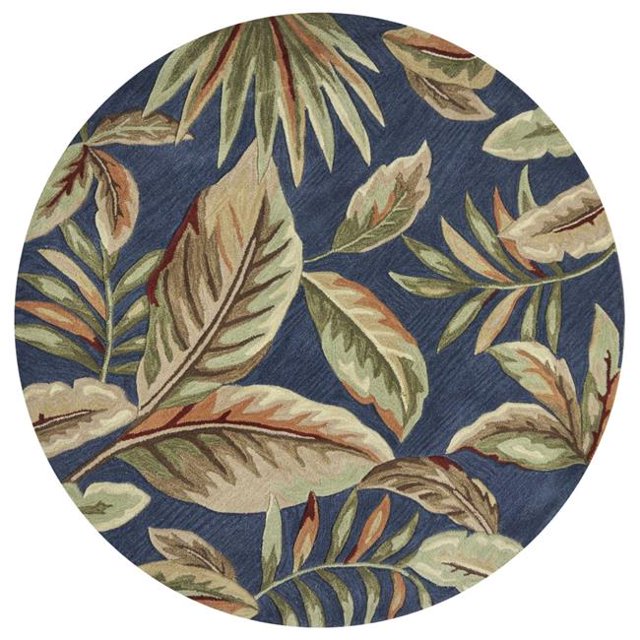 HomeRoots 353043 Tapis Rond en Polyester Bleu Encre de 5 Pi 6 Po