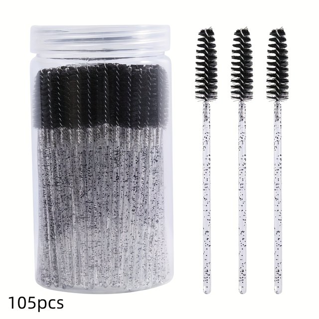 QJUHUNG 105pcs Disposable Mascara Wands & Eyebrow Spoolies - Crystal Eyelash Brushes with Colorful Handles Nylon Bristles ABS Plastic Rods Perfect for Eyelash Extensions & Makeup Appli