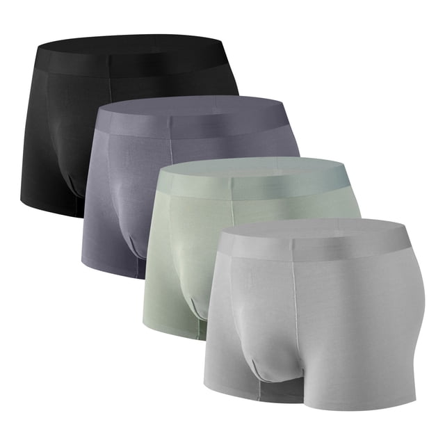 ylioge L-4X Big & Tall Mens Boxer Briefs 4 Pack Plus Size High Waisted Modal Underwear Multipack Stretchy Quick-Drying Breathable Workout Boxers