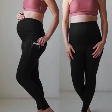 Aqestyerly Women's Maternity Leggings Seamless Yoga Pants Stretch Pregnancy Trousers HWRETIE