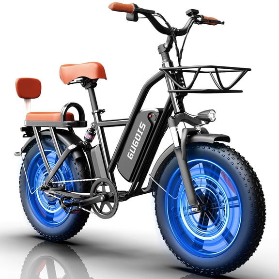 1000W Peak 2 Seater Electric Bike for Adults, 20" x 4.0 Fat Tire Electric Mountain Bike, 48V 15.6Ah Battery City Commuter Ebike, Max.60 Miles, off-road UL2849