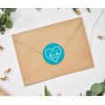thumbnail image 2 of Darling Souvenir Round 45 Pieces Heart Thank You Stickers Personalized Bride Groom Initials And Date Envelope Seals-Turquoise Blue, 2 of 4