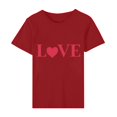 thumbnail image 5 of Meichang T-Shirts pour Femmes Hauts de la Saint-Valentin Imprimé Cœur Mignon T-Shirts Manches Courtes Col Rond Blouses de Vacances en Liquidation, 5 of 5