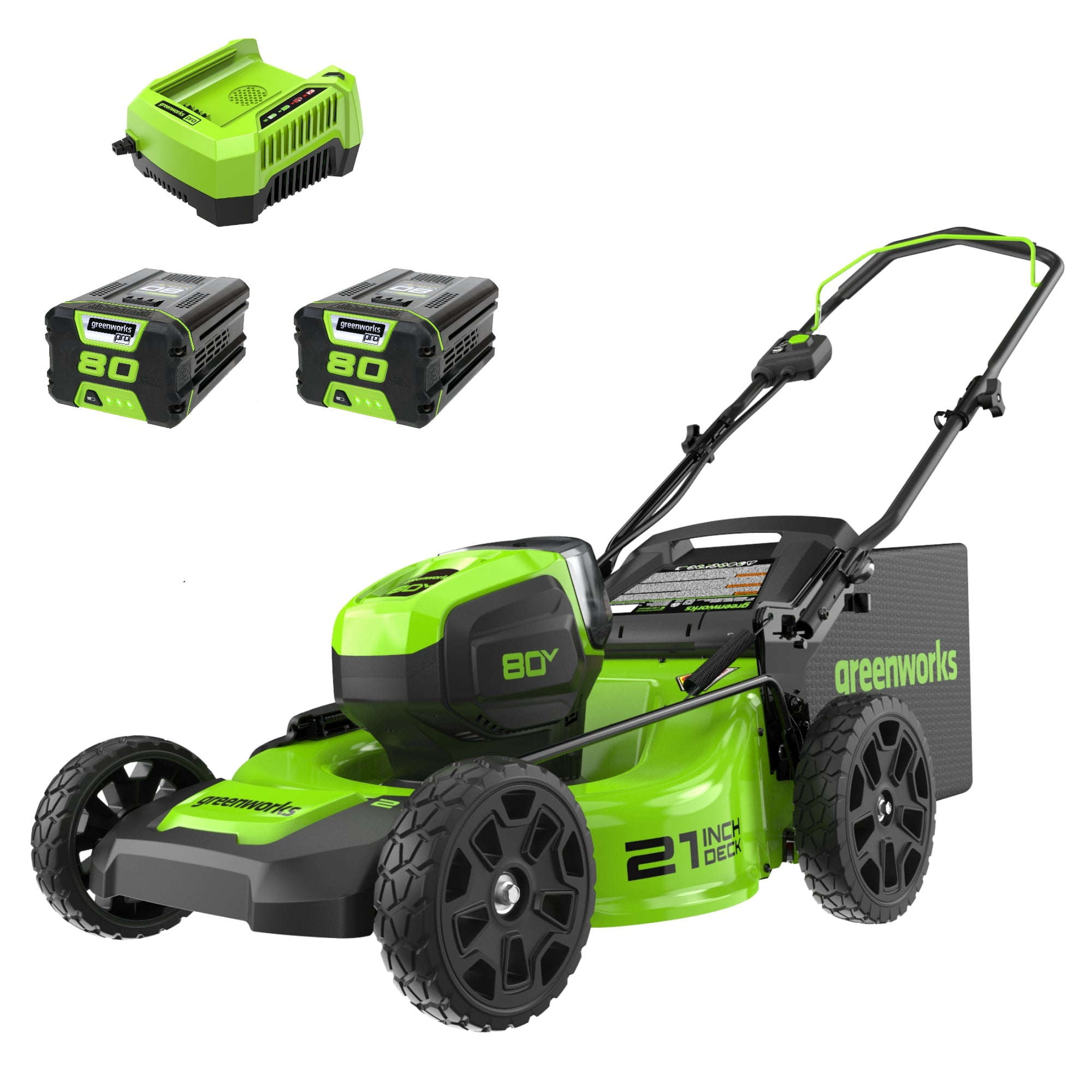 Greenworks 80V 21" Brushless Cordless Push Lawn Mower, (2) 2.0Ah Batteries and Charger Included [75+ Compatible Tools]