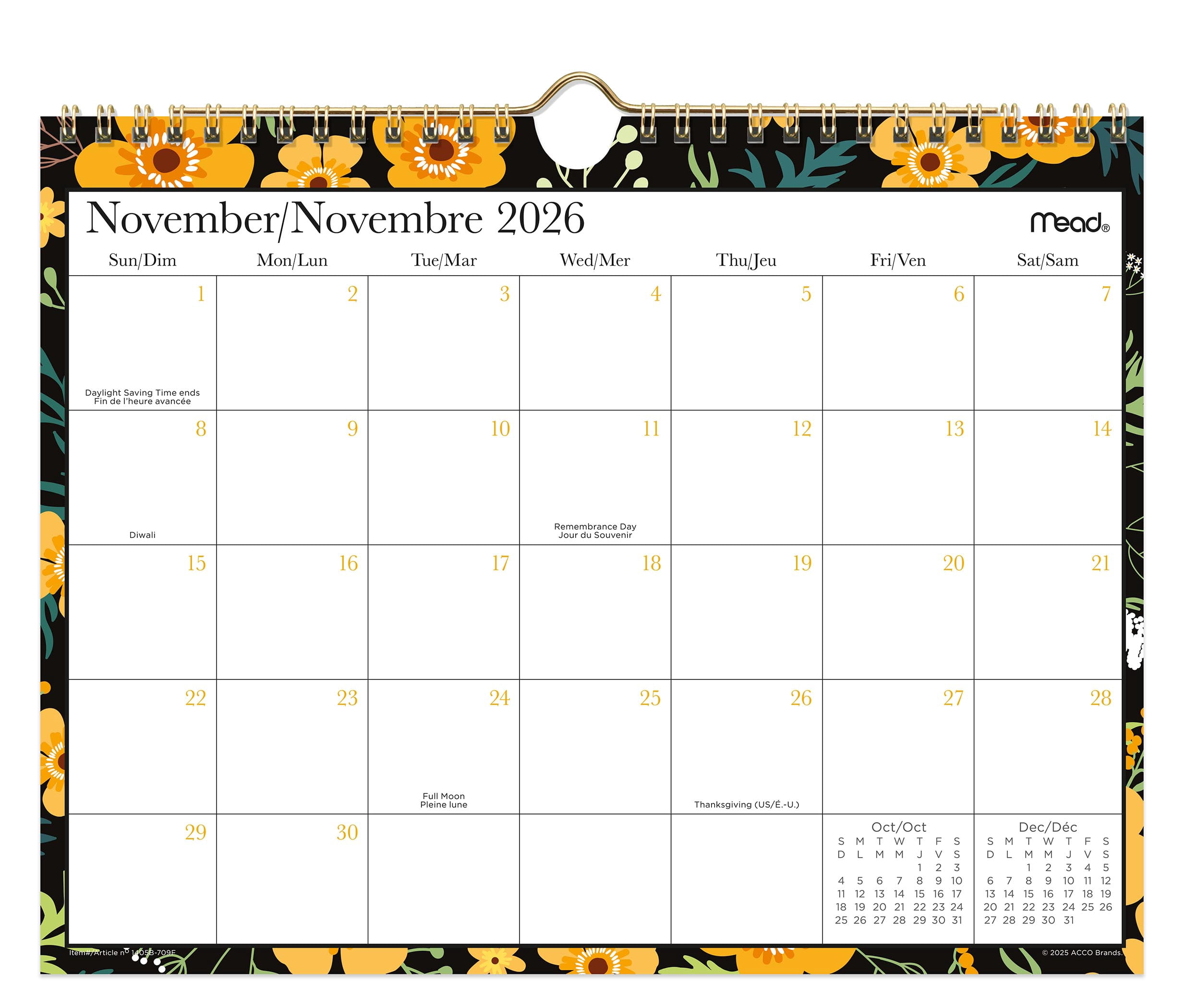 2027 Mead® Yellow Buttercup Compact Wall Calendar