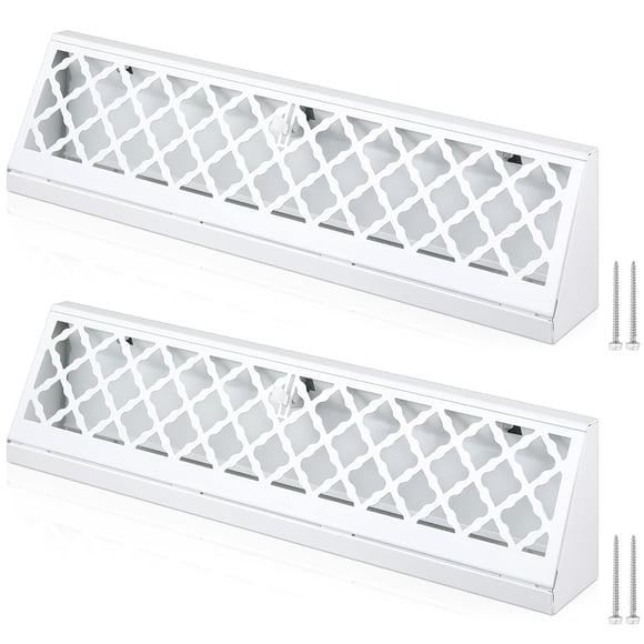 Blulu 2 Pcs 18 Pouces Plinthe Registre Ouverture de Conduit Taille Design Moderne Capuchons d'Aération pour Maison Plancher Mur Plinthe Couvercles d'Air Fourniture Diffuseur de Plancher Incluant Vis (Blanc)