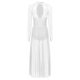 thumbnail image 4 of TTAO Costumes de Danse Lyrique pour Femmes Robe Longue Maxi Fluide à Manches Longues en Maille Tulle Blanche m, 4 of 6