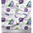thumbnail image 1 of Soimoi Moss Georgette Fabric Nest,Feather & Artistic Bird Print Fabric by The Yard 42 Inch Wide, 1 of 3