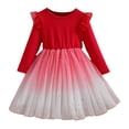 thumbnail image 3 of XDZJLR Girl Dresses Spring Long Sleeved Mesh Princess Tutu Pleated Solid Color Casual Dress, 3 of 7