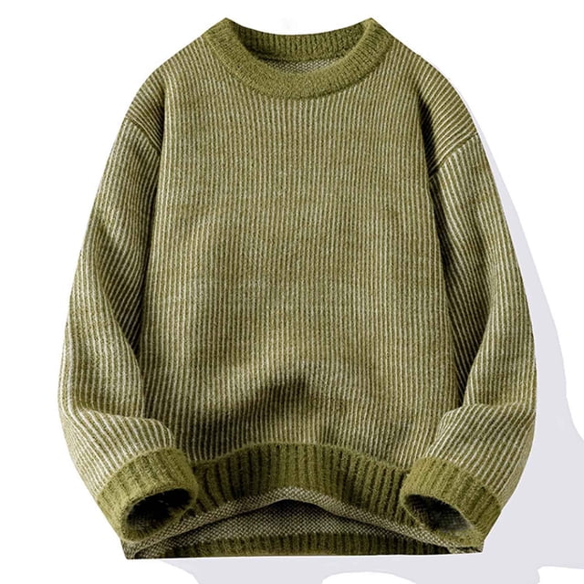 Pisexur Chandails Homme Doux et Confortable Chandails d'Automne Chandail Décontracté pour Homme à Blocs de Couleur Manches Longues Col Rond Vert Armée,m