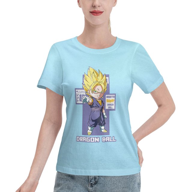 T-Shirt Basique à Manches Courtes pour Femmes Super Saiyan