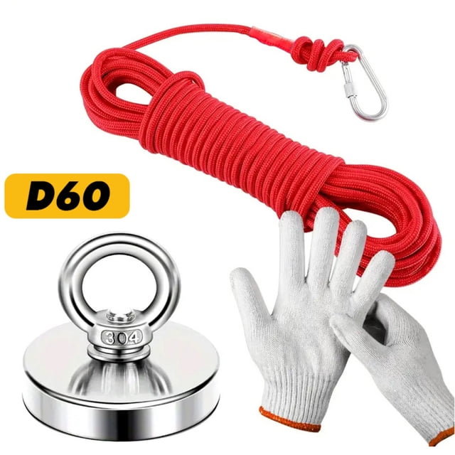 Piaoyu High Suction Magnet with Hanging Ring and Rope - Perfect for River, Deep Sea and Lake Rescue Fishing Set