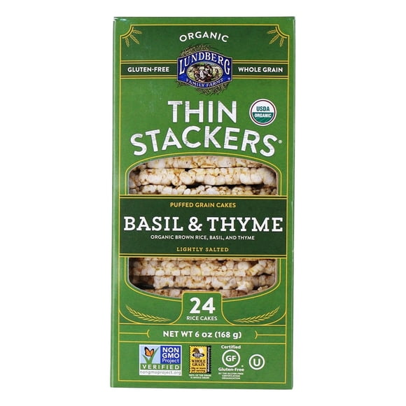 Lundberg - Thin Stackers Puffed Grain Cakes Basil & Thyme - 6 oz.