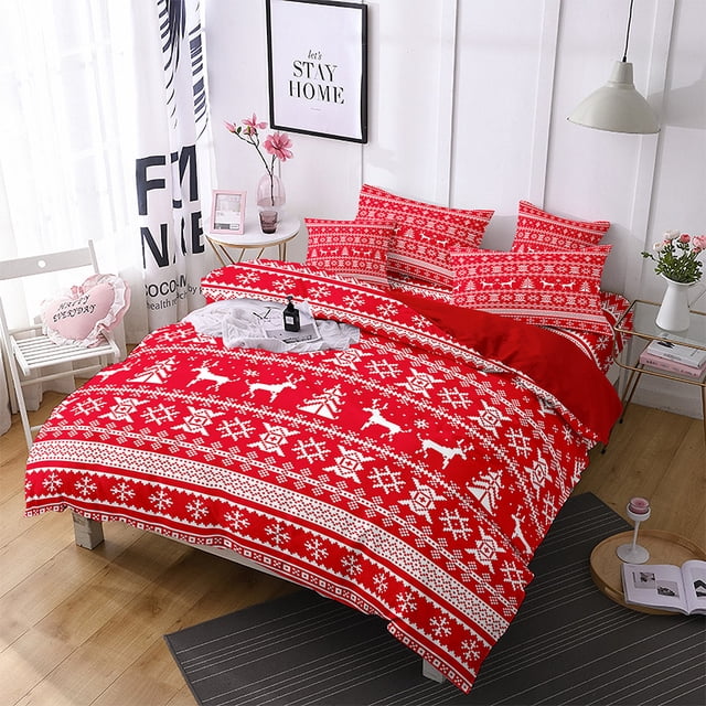 Innerwin Quilt Sets Printed Coverlet Set 3 Pieces Christmas Comforter Bedspread Lightweight Microfiber Breathable Ultra Soft Decor Style F Queen