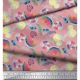 thumbnail image 2 of Soimoi Poly Georgette Fabric Fruits,Swim Ring & Goggles Summer Designs Decor Fabric Printed Yard 52 Inch Wide, 2 of 3
