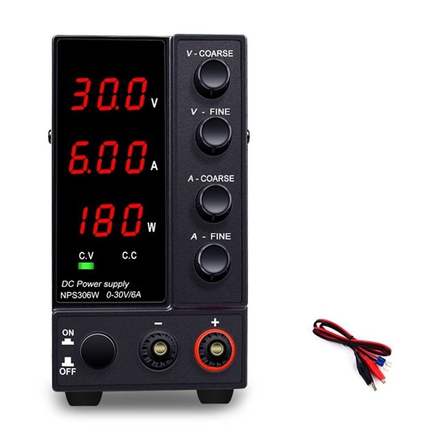 Adjustable DC Power Supply 30V 10A 60V 5A Lab Bench Power Source Stabilized Power Supply Voltage Regulator Switch ,Easy to Use