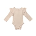 thumbnail image 1 of Faithtur Baby Boy Girl Long Sleeve Romper Ruffled Solid Color Bodysuit, 1 of 7