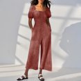thumbnail image 3 of XZNGL Combinaison pour Femmes, Encolure Carrée Manches Courtes Imprimée Jambe Grand Tenue Décontractée d'Été, Noir TG, 3 of 7
