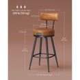 thumbnail image 2 of VASAGLE EKHO Collection - Bar Stools Set of 2, Swivel Counter Bar Stools with Backs, Synthetic Leather with Stitching, Mid-Century Modern, 25.6'' Tall, 2 of 6