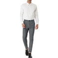 thumbnail image 2 of INSPIRE CHIC Men's Plaid Slim Fit Flat Front Dress Pants with Pockets 30 Gray, 2 of 7