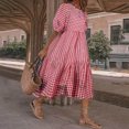 thumbnail image 1 of SMihono Robes Bohèmes d'Été Femmes Grande Taille Mode Femmes Manches Courtes Col 0 Été Décontracté Ample Grande Taille Robe à Carreaux, 1 of 4