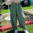 thumbnail image 4 of XZNGL Women Casual Pant Loose Comfy Drawstring Wide Leg Crop Trousers With Pockets, 4 of 8
