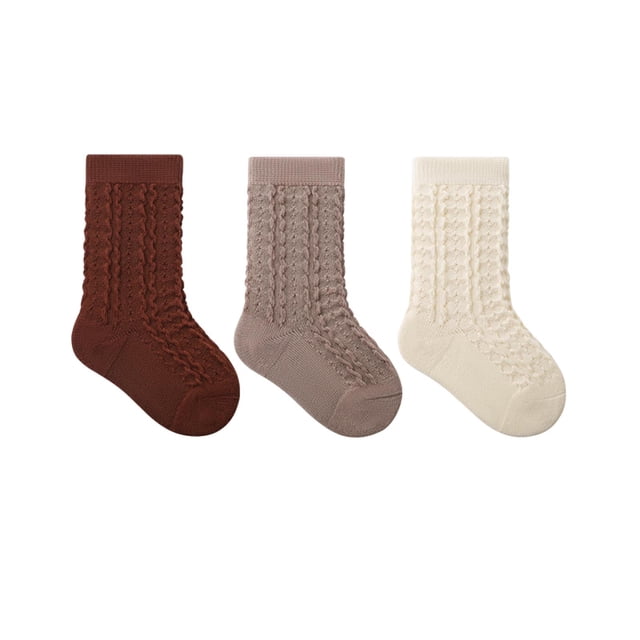 HAiming Girls Boys 3 PC Crew Socks Mid Tube Ankle Dress Solid Color Sock Fall Winter Trendy Clothes