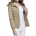 thumbnail image 4 of WRKEKC Lightweight Hooded Parka for Women, Solid Color Long Sleeve Full Zip Coat with Secure Pockets and Ribbed Cuffs, Transitional Season Layer Khaki 3XL, 4 of 7
