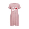 thumbnail image 5 of Pyjama en Lin Jupe pour Femme Nuisettes de la Saint-Valentin pour Femme Vêtements de Nuit Chemise de Nuit à Manches Courtes pour Femme Col Ras du Cou Mignonne Nuisette Confortable T-Shirt Ample Chemise de Nuit TG, 5 of 5