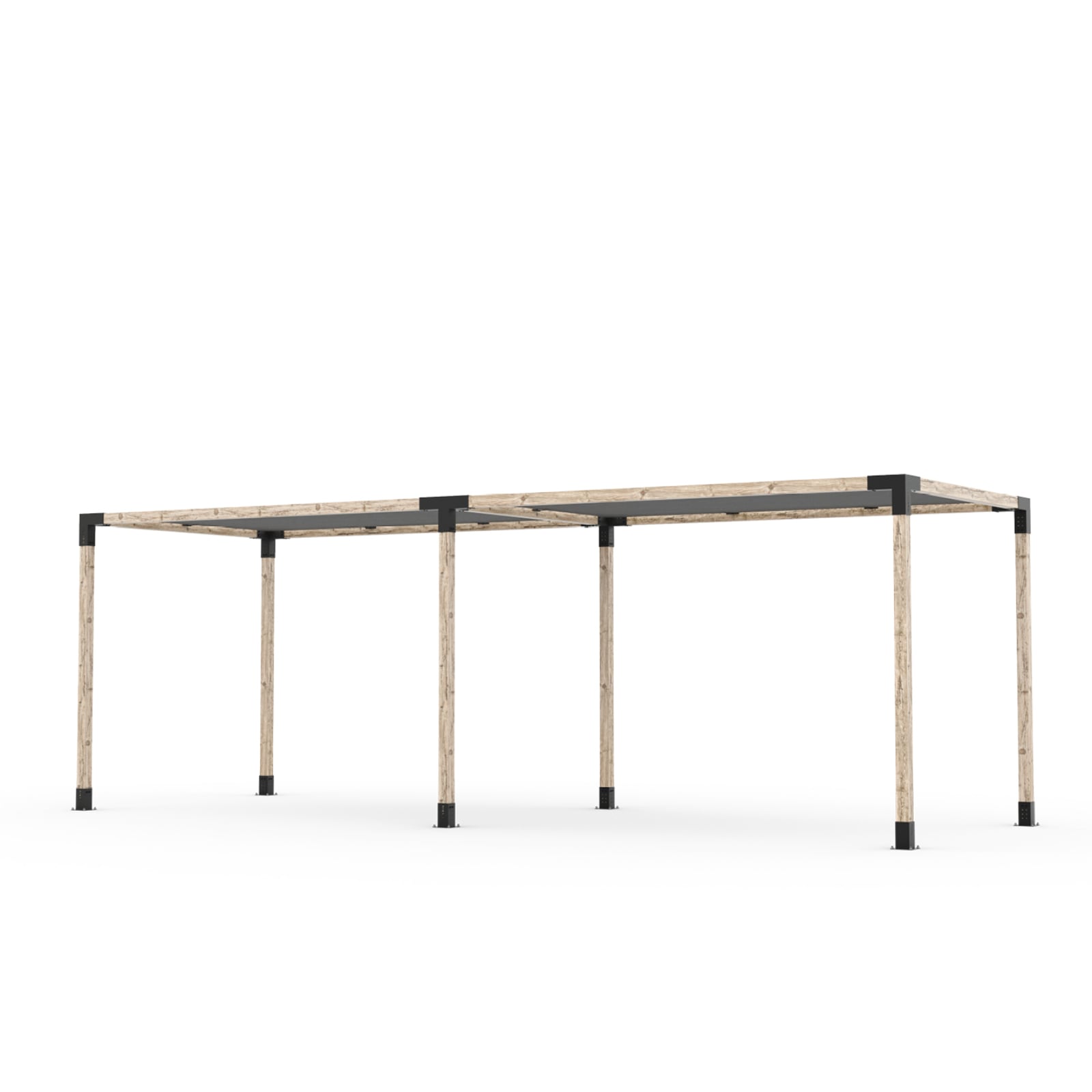 Toja 8' X 24' Double Pergola Kit With 2 Shade Sails For 4X4 Wood Posts